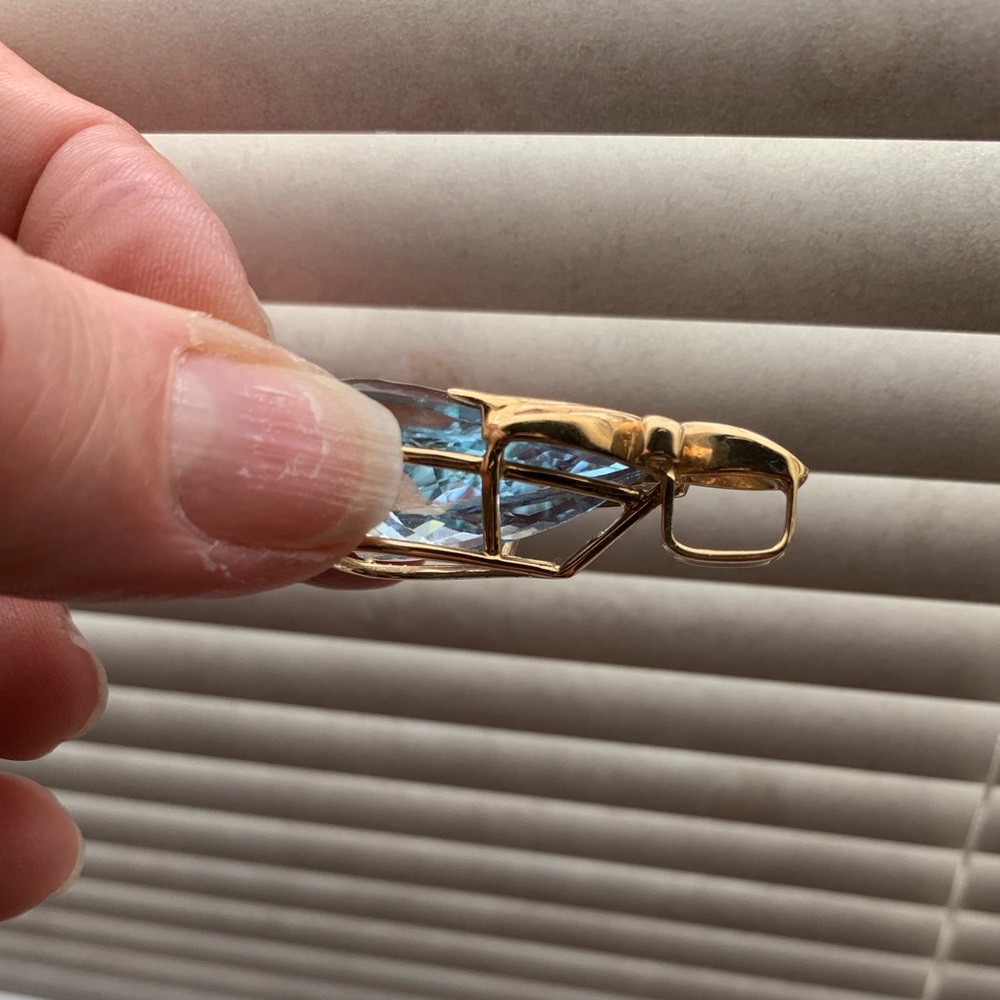 🎊HP🎊NWT 14KY Custom Genuine Blue Topaz Pendant - Picture 4 of 14